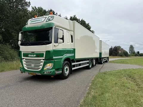 DAF CF 440 CF440 6X2 Bakwagen met 2 assige Floor schamel aanhangwagen NIEUWSTAAT